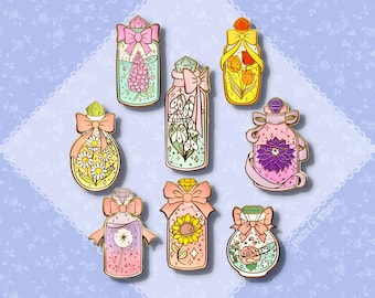 Premium 8 Flowers Potions Hard Enamel Pins [Choose Your Favorite Bloom out of 8 designes]