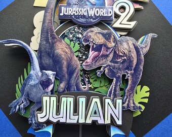 Personalized Dinosaur Shaker Cake Topper | Jurassic Birthday Party