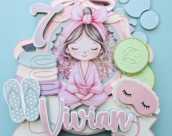 Spa Party Cake Topper -Shaker Birthday Decoration