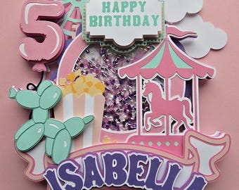 Carnival Cake Topper -Shaker Ferris Wheel Birthday Decoration