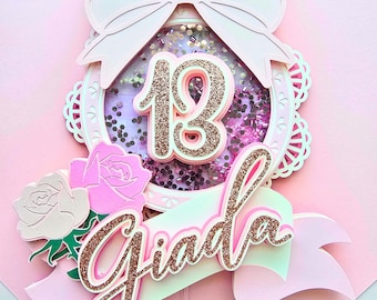Personalized Shaker Cake Topper | LoveShack Fancy Coquette Birthday Decor