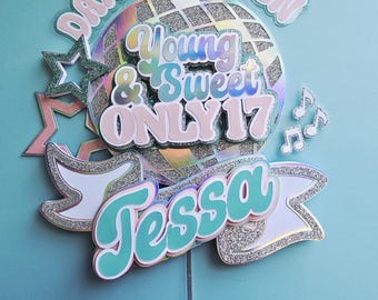 Disco Birthday Cake Topper | Dancing Queen, Custom Name & Age