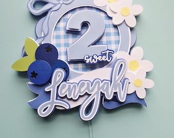 Two Sweet Birthday Cake Topper: Berry Theme, Personalized 2nd Birthday