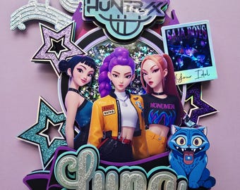 Handmade KPop Huntrix Cake Topper – Shaker Style Birthday Decor