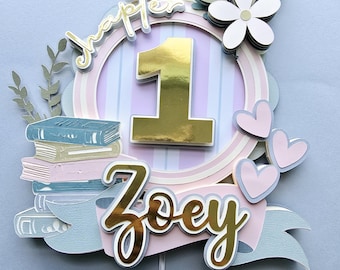 Baby's First Chapter Cake Topper -Personalized Storybook 1st Birthday