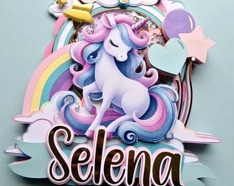 Unicorn Cake Topper – Pastel Rainbow Birthday Party Decoration