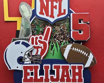Personalized Football Cake Topper | Shaker, Name & Age