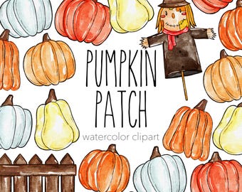 Pumpkin Patch watercolor clipart set 300 DPI transparent background colorful back to school clipart