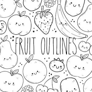 Clipart de contours de fruits à usage commercial mis en arrière-plan transparent 300 DPI