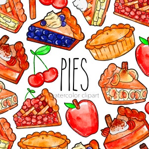 Commercial Use Fall Pies clipart set 300 DPI transparent background