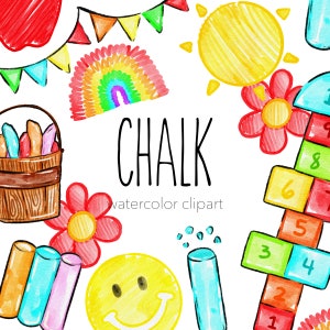Conjunto de clipart de uso comercial de giz com fundo transparente de 300 DPI