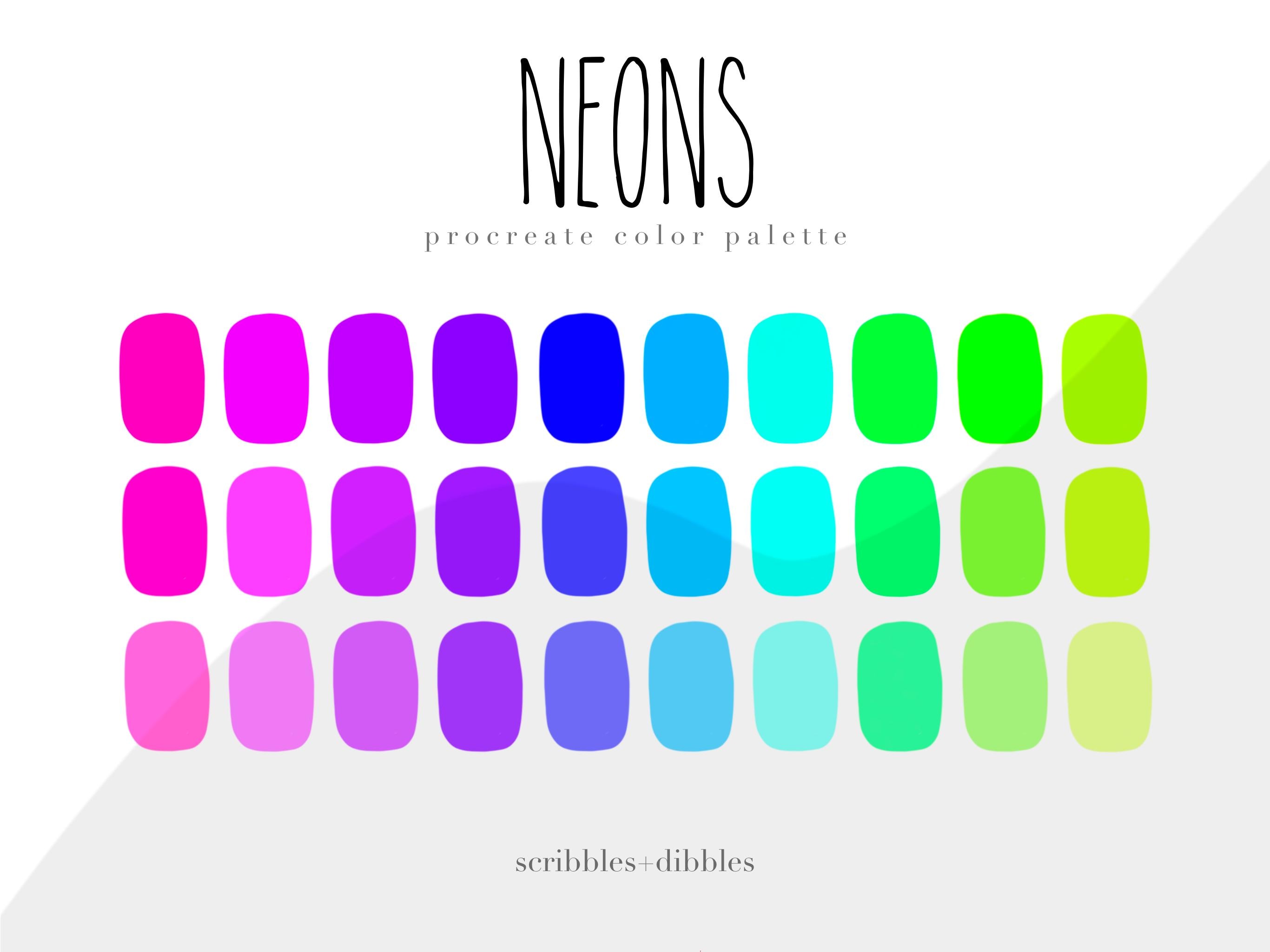 Neon Procreate カラーパレット – iPadアートのための厳選30色ビビッドスウォッチ