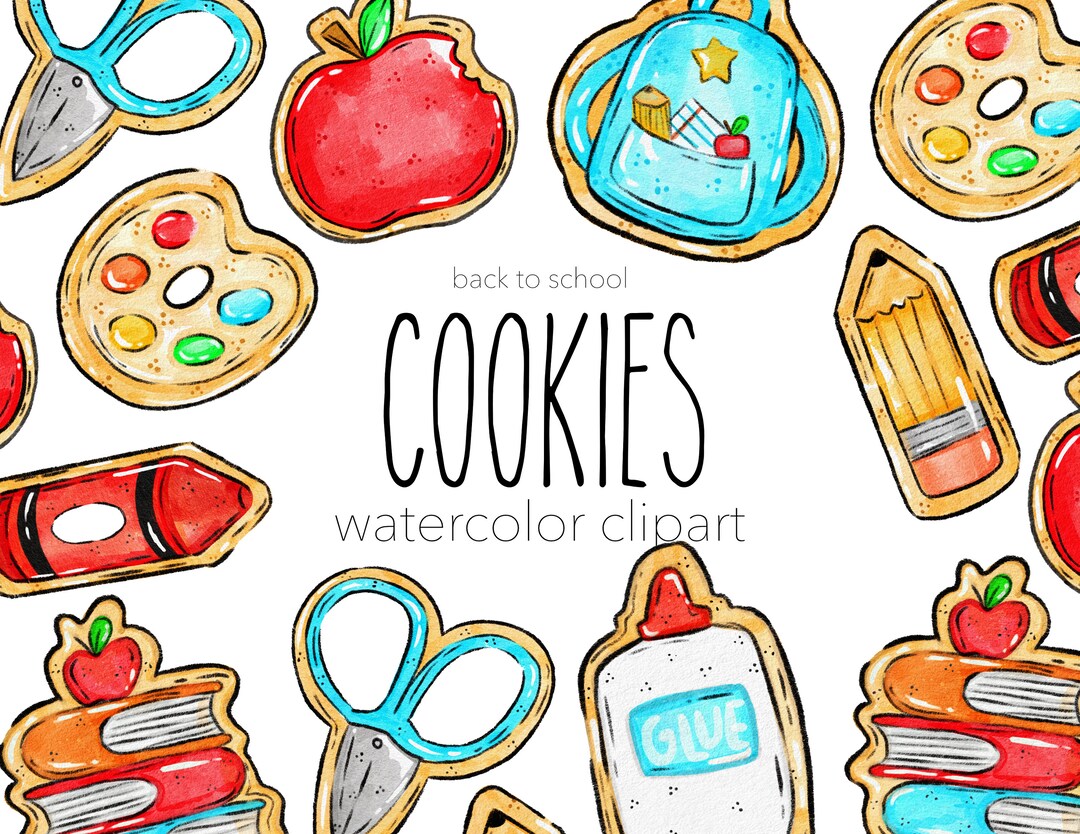 Commercial Use Back to School Cookies Clipart Set 300 DPI Transparent ...