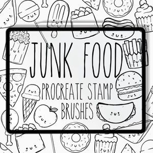 Junk Food Procreate Stamp set 300 DPI transparent background