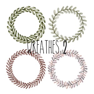 Commercial Use Watercolor Wreath 2 clipart bundle 300 DPI transparent background d | wreath clipart