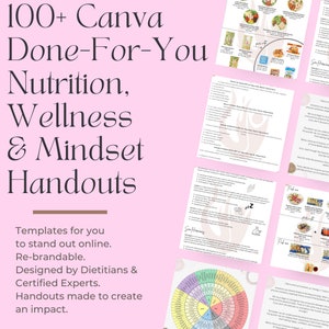 100+ Editable Canva Dietitian Nutritionist Handout Templates | Education | Diet | Meal Ideas | Mindset