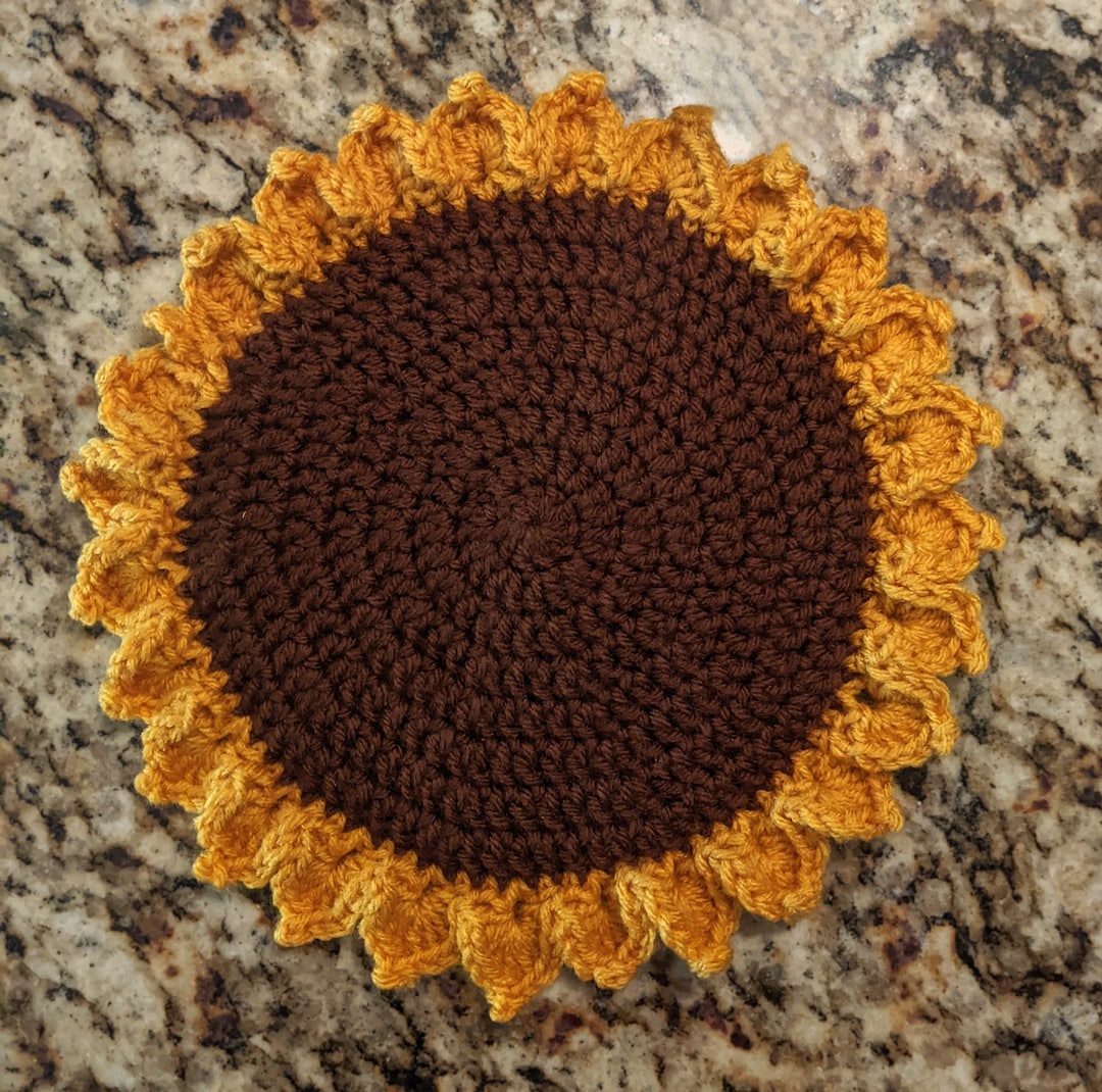 Sunflower Pot Holder Crochet Pot Holder Crochet Sunflower Etsy