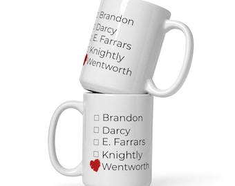 Jane Austen's choose your love interests White glossy mug