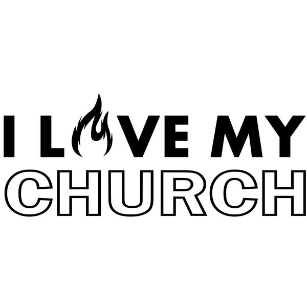 I Love My Church, Black and White Versions, Layered Cut Files SVG + PNG + JPG + GiF + Ai + Eps Cricut Design