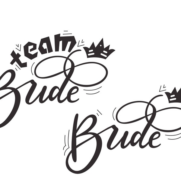 Team Bride Bundle, 2er-Pack, Braut, Team Bride, Schichtenschnitt-Dateien SVG + PNG + JPEG + GiF + Ai + Eps + Pdf