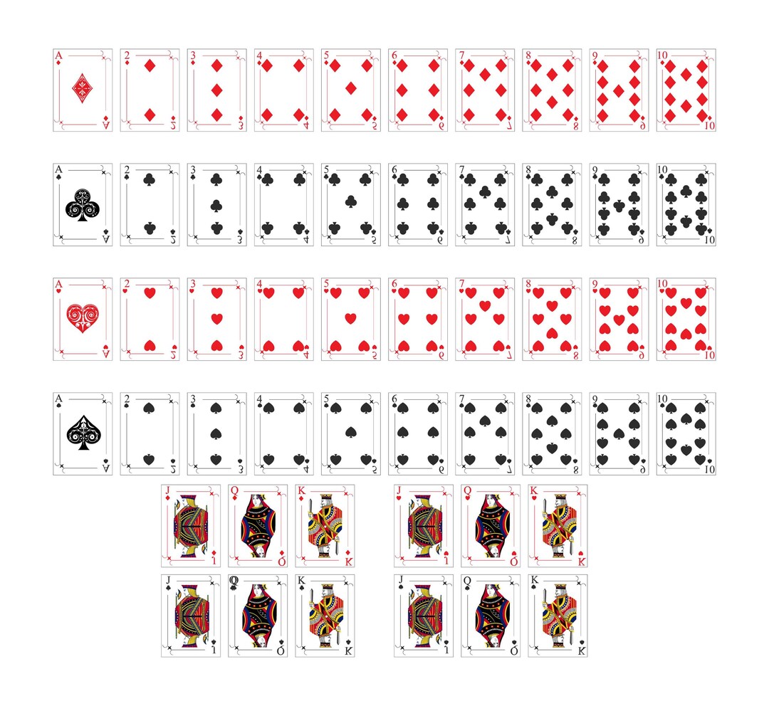 Printable Playing Cards Full Set, Vintage Poker Cards, Print and Play ...