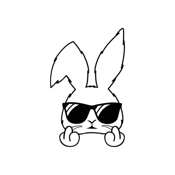 Bunny Middle Finger, Bunny with Sunglasses, Cricut Design Cut Files SVG + PNG + JPG + Ai + Eps Digital Download Image Files