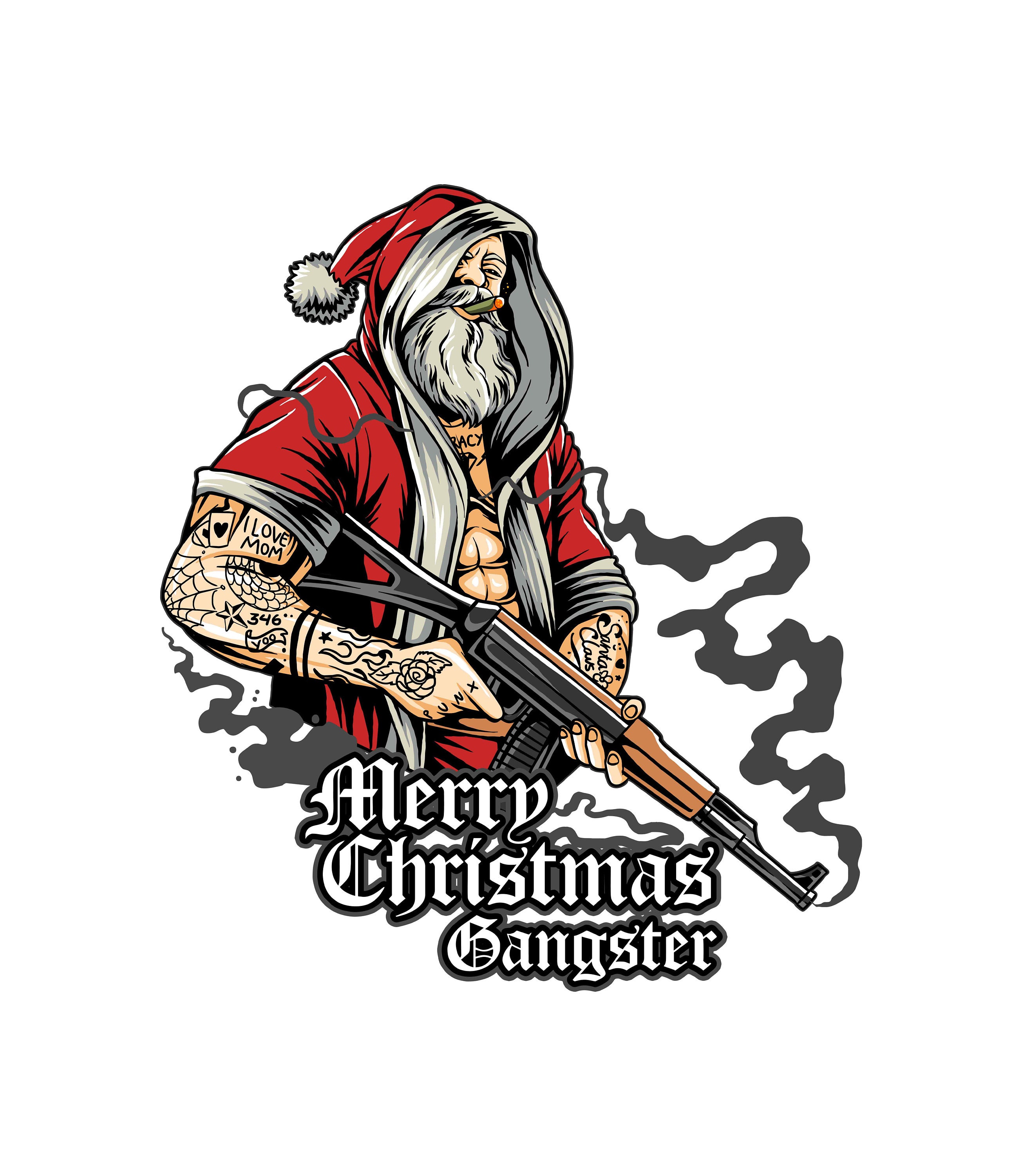 Merry Christmas Gangster Santa Claus AK47 Christmas Design - Etsy