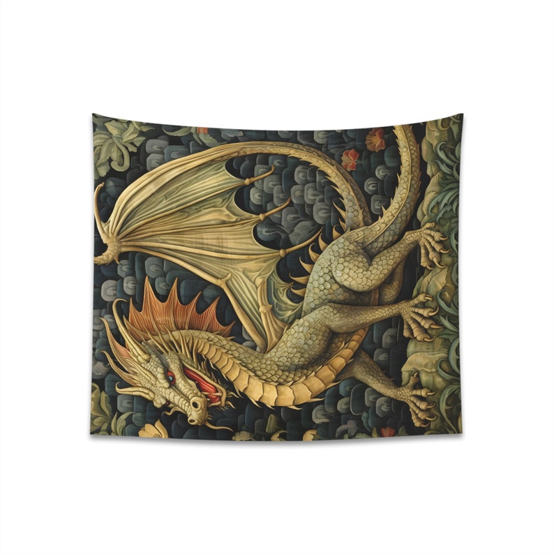 Tapisserie Vietnamienne Ancienne Dragon Rose – Brodée Main En Soie (128x122 Cm)