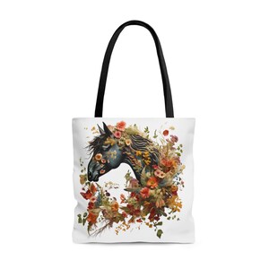 Tote Bag horse botanical,cottagecore,  natural shopping bag for lunch bag, tote bag, pressed flowers, dried botanicals, gardening goblincore