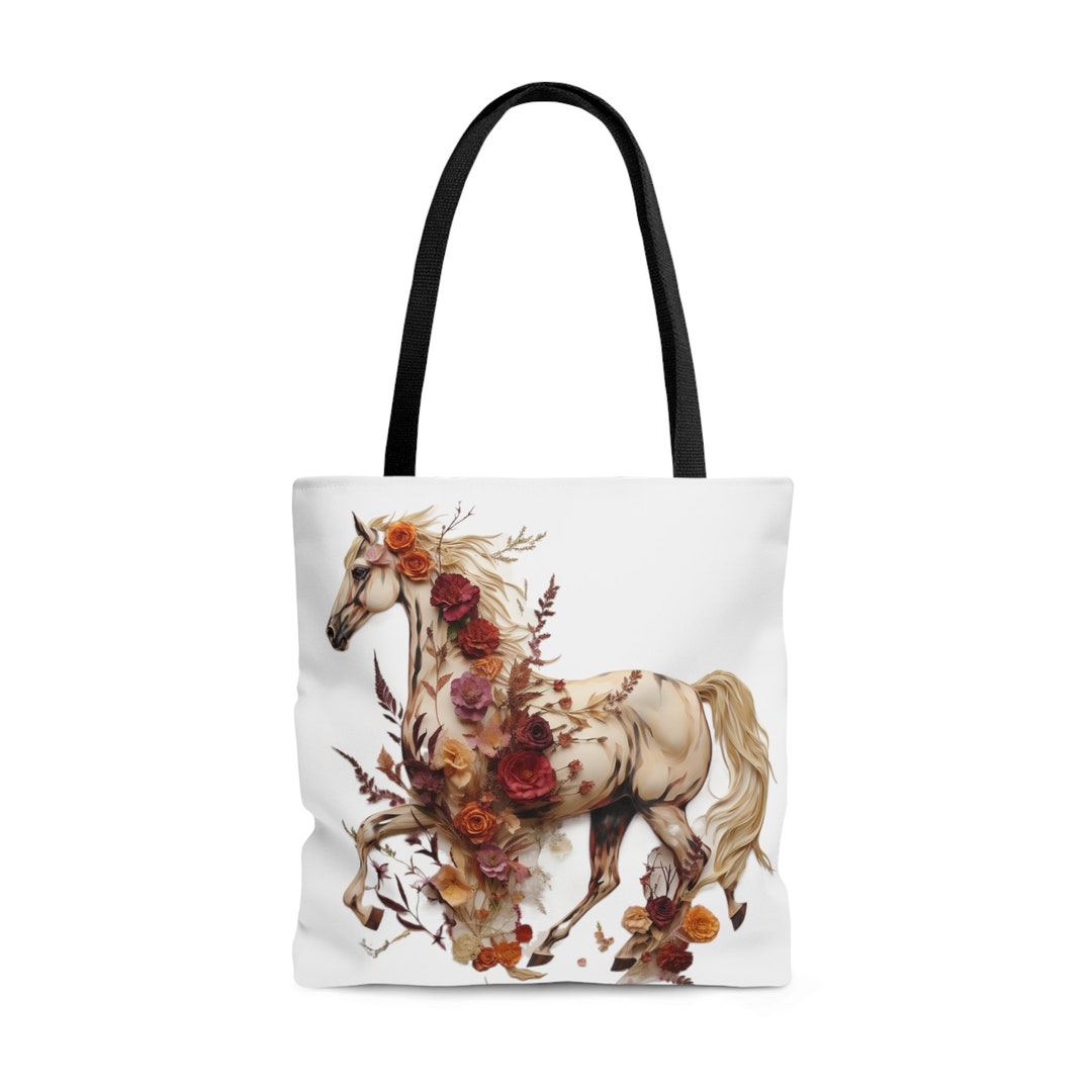 Horse Lovers Christmas Tote Bag - Reusable Grocery Bag With Horse Design, 15x13 Inch - View #5