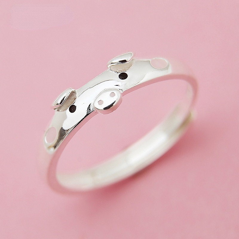  Pig S925 Sterling Silver Ring for Women Girls Polished