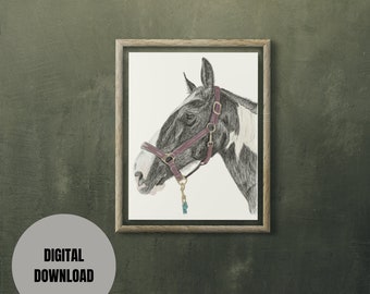 馬好きのための野生の馬の壁アート、デジタルプリント、抽象的な馬の