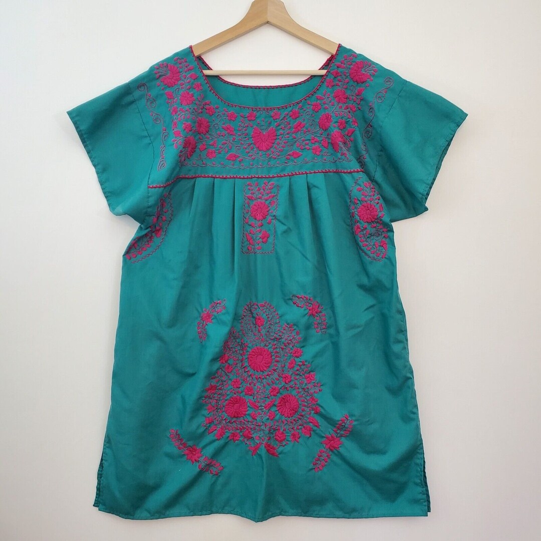 Womens Dress Green Floral Embroidery Dress Etsy