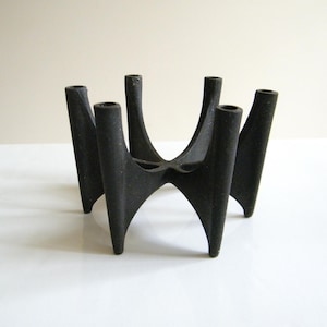 MCM DANSK Designs Fiesta Black Cast Iron Candle Holder Jens Quistgaard Design