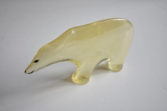 Abraham Palatnik Lucite Optic Art Polar Bear Figurine Signed Mid Century Op Art Large Sculpture
