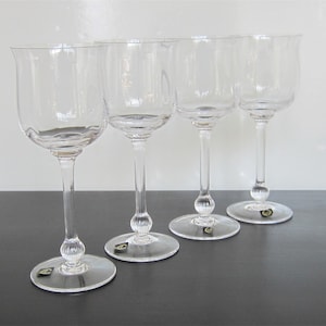Carico Chantilly Wine Crystal Glasses Set of 4 in Box, Vintage Carico Made in Germany Optic Crystal Goblets