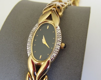 Montre Citizen Elegance pour femme avec accents de cristaux, montre-bracelet à quartz vintage dorée, pile neuve