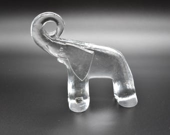 KOSTA BODA Elefanten Figur Zoo Serie, Bertil Vallien Design, MCM Schwedischer Glas Elefant Made in Sweden 1970er Jahre
