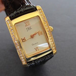 Camrose and Kross JBK Collection Ladies Quartz Watch Gold Colour Case with Crystals Leather Strap New Battery