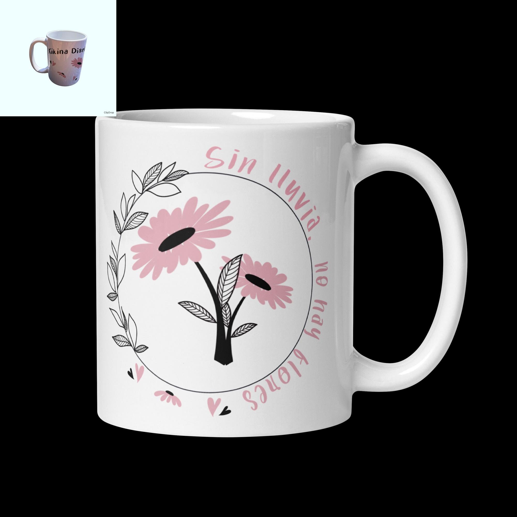 BTaT - Tazas de café elegantes con cuchara, tazas de café florales, juego  de 2, blanco y negro, taza de té de cerámica, taza de té, tazas de té  elegantes, regalos para