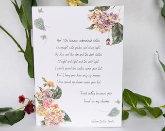 W.B Yeats Quote Card - Irish Writers and Poets Collection - Greetings Card - Weddings / Anniversaries