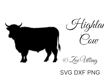 Highland Cow SVG PNG & DXF Silhouette