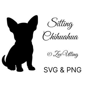 Chihuahua Puppy Silhouette SVG: Sitting Dog, Commercial License (Digital Download