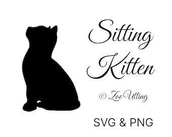 Sitting Kitten Silhouette SVG: Cat Lover Craft File (Digital Download)