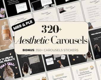 320+ Aesthetic Instagram Carousels Templates | MRR PLR digital products Bundle | Resell Rights | faceless digital marketing | DFY products