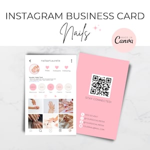 Nail Tech Instagram Visitenkarte Vorlage | IG Visitenkarten Template Nail Tech | Nail Tech Visitenkarten | Qur Code Visitenkarten Nägel