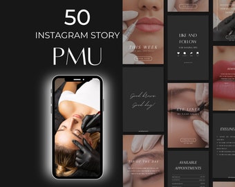 Pmu ig story templates | pmu instagram templates | pmu brow | pmu eyeliner insta | pmu lip blushing | permanent make up instagram templates