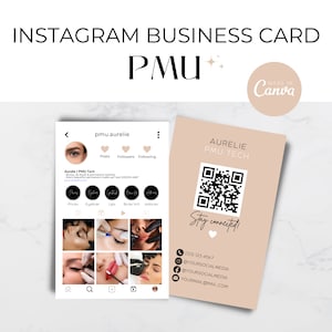 Modello di biglietto da visita Pmu instagram / modello di biglietto da visita pmu ig / biglietti per trucco permanente / biglietti da visita pmu / biglietti da visita per sopracciglia
