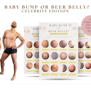 2023 Baby Bump Beer Belly Game Pregnant or Beer Belly Game Baby Shower Games Printable Beer Belly, Celebrity Edition