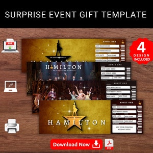 Bearbeitbare HAMILTON Surprise Broadway Reveal Event Geschenkvorlage. Miyuki Delicas, Andenken, Andenken, Andenken, New Yorkalles. Druckbares Pdf .